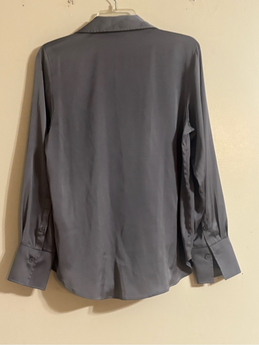 H&M Charcoal Gray Satin Button-Up Blouse - Picture 8 of 9
